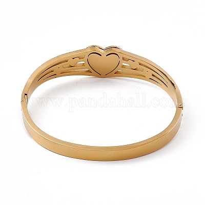 Браслет с сердечком из красной эмали BJEW-L678-06G-1