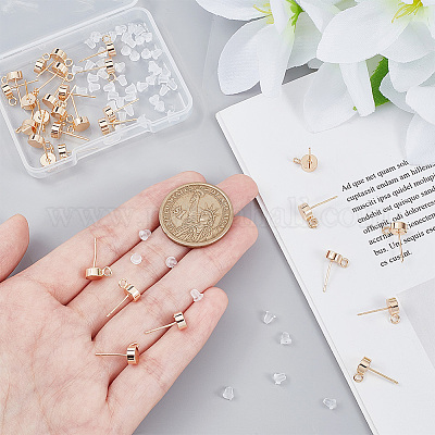 30 шт. латунные серьги-гвоздики KK-BC0010-58-1