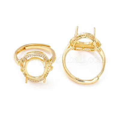 Латунный кубический цирконий регулируемые компоненты кольца-солитера KK-K266-10G-1