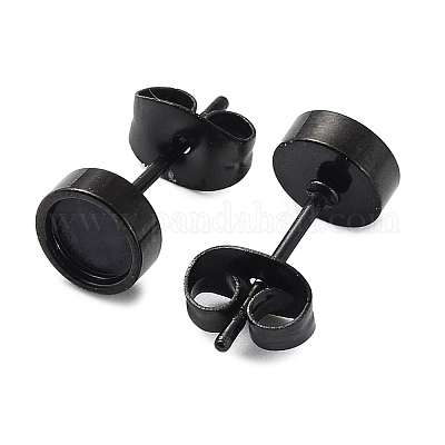 Плоские круглые серьги-гвоздики из нержавеющей стали 304 EJEW-XCP0001-09B-1