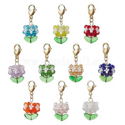 Стеклянные подвески в виде цветов HJEW-MZ00218-1