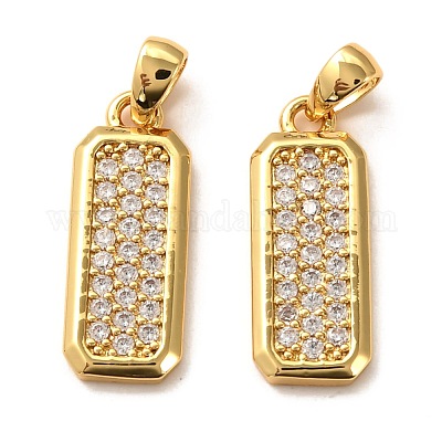 Латунные микропаве прозрачные подвески с фианитом ZIRC-P086-17G-1