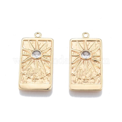 Латунные микропаве прозрачные подвески с фианитом KK-G432-06G-1