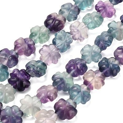 Нити резных бусин из натурального флюорита G-L634-J04-A02-1
