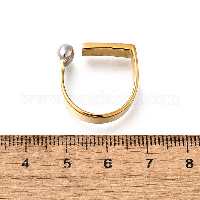 Прямоугольные манжетные кольца из нержавеющей стали 304 RJEW-S404-01A-GP-1