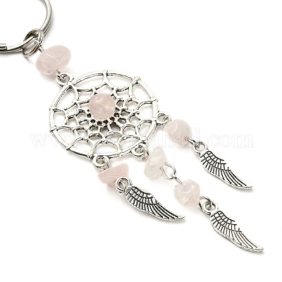 Брелок из розового кварца с натуральными чипсами KEYC-YW0001-01-1