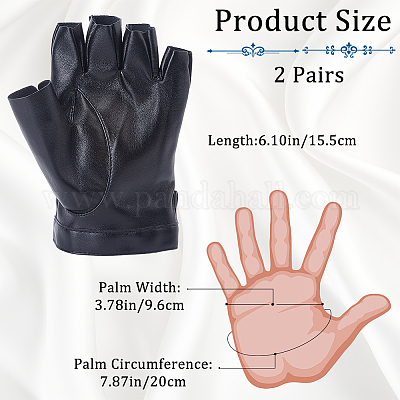 Перчатки из искусственной кожи до половины пальцев AJEW-WH20001-46-1