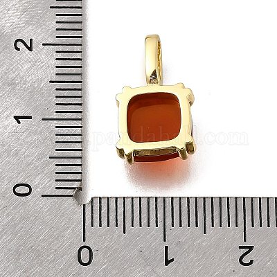 Подвески из натурального сердолика (окрашенного и нагретого) ограненные квадратные KK-F899-03C-G-1