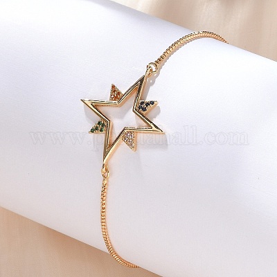 Браслеты-слайдеры из звездной латуни с микропаве из кубического циркония KK-R217-51G-1