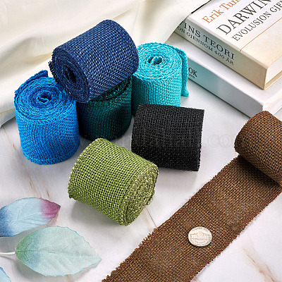 6 рулон 6-х цветной мешковины и льняной ленты OCOR-BT0001-03-1