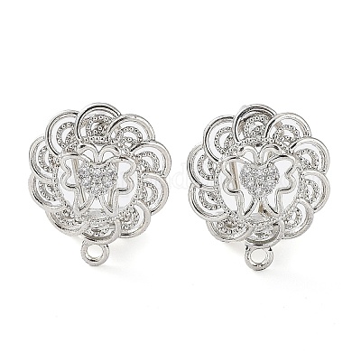 Серьги-пусеты из латуни с микропаве в виде бабочки и кубического циркония KK-E083-15P-1