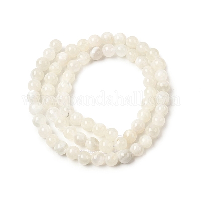 Натуральный белый лунный камень бисер пряди&nbsp;G-F306-05AB-6mm-01-1