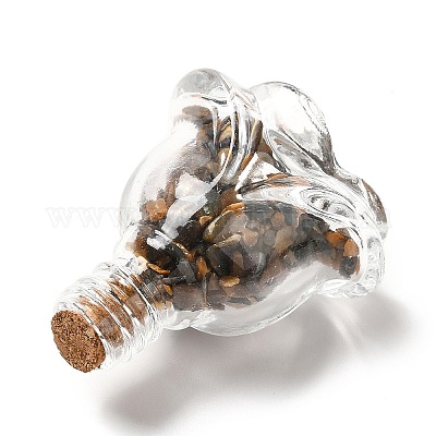 Чипсы из смешанных драгоценных камней в украшениях для бутылок из розового стекла DJEW-G039-01-1