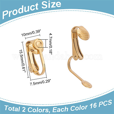 32 шт. 2-х цветная фурнитура для сережек-клипс из нержавеющей стали 304 STAS-AR0002-25-1