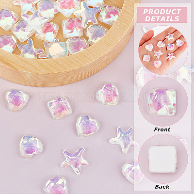 48 шт. 3-х видов полупрозрачных гальванизированных стеклянных кабошонов EGLA-CA0001-11-1