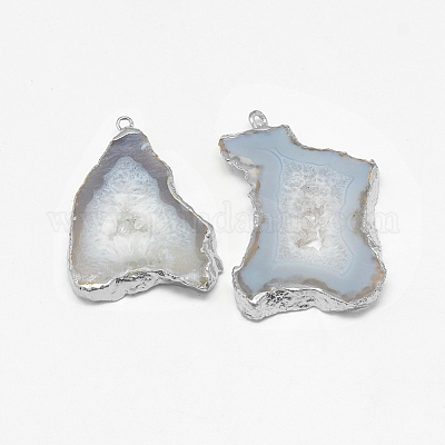 Подвески из натуральных друзовых агатовых пластин G-Q494-65I-P-1