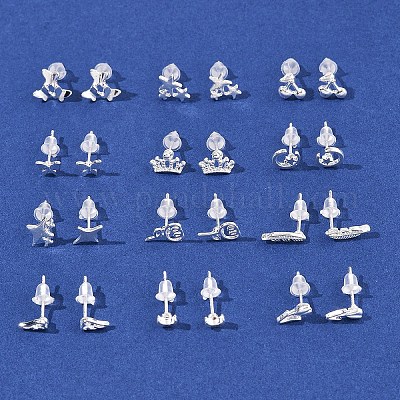 12 пара сережек-гвоздиков из сплава 12 стилей EJEW-FS0001-29-1