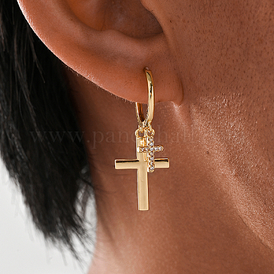 Серьги-кольца из латуни с прозрачным кубическим цирконием YT3071-1