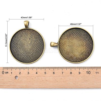 Тибетский стиль плоские круглые литые сеттинги кабошон большой кулон X-TIBEP-Q049-09AB-NR-1