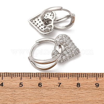 Латунные серьги-кольца из прозрачного кубического циркония EJEW-D322-08P-1