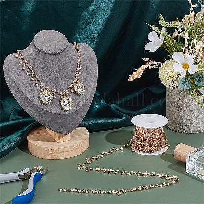 Цепочки из латунных плоских круглых страз длиной 4 м DIY-PH0030-94-1