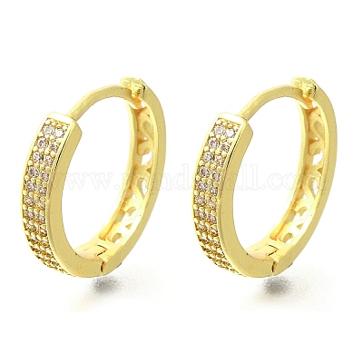 Серьги-кольца из латуни с прозрачным фианитом EJEW-M047-17G-1