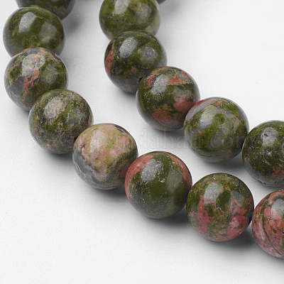 Природные Unakite шарик нити G-G735-67-8mm-1