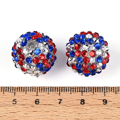 Круглые бусины из смоляных стразов на тему дня независимости OACR-T028-66A-1
