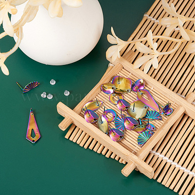 28 шт. 7 стиля радужных цветов фурнитура для сережек-гвоздиков из нержавеющей стали 304 FIND-CW0001-20-1