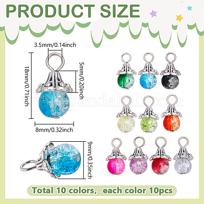 100шт 10 цвета подвески из сплава стекла PALLOY-PH01831-1