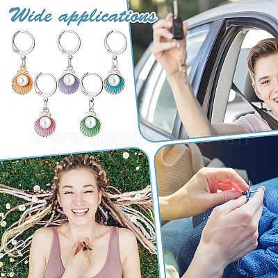 Подвесные маркеры петель с замком в виде ракушки из сплава эмали HJEW-AB00057-1