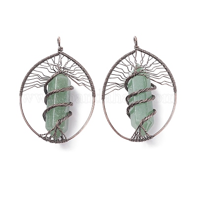 Естественный зеленый авантюрин большие кулоны G-F702-02R-D-1