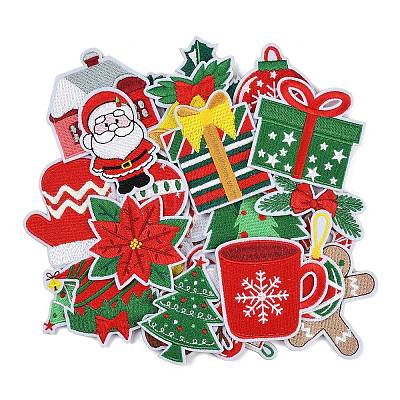 32 шт. рождественские заплатки из полиэфирной ткани PATC-C001-01-1