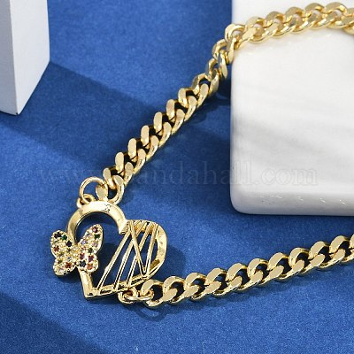 Латунь микро проложить кубического циркония браслеты ссылку BJEW-M050-04G-04-1