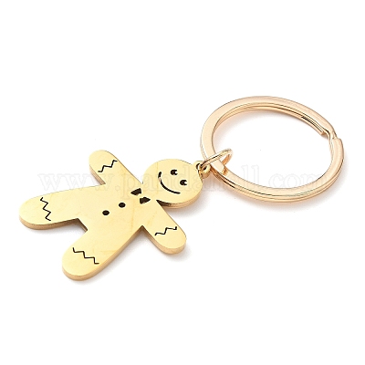 Брелок в виде рождественского пряничного человечка из нержавеющей стали 201 KEYC-H021-04G-1