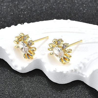 Серьги-гвоздики из циркония EJEW-H157-03G-02-1