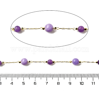 Круглые цепочки из бусин из натурального аметиста и окрашенного белого нефрита ручной работы CHC-F020-01G-01-1