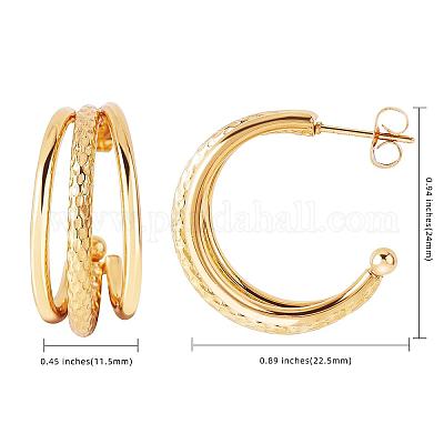 Серьги-гвоздики из нержавеющей стали с тройной линией в виде когтя для женщин JE1104A-1