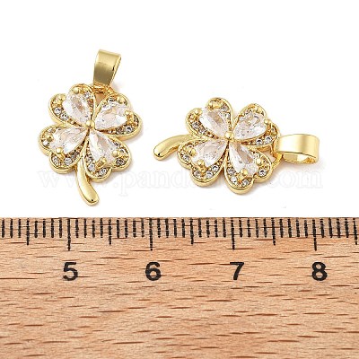 Клевер латунные микро проложить кубического циркония подвески KK-M325-13B-G-1