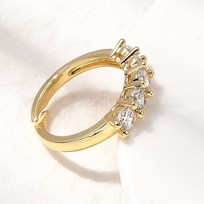 Латунные микро проложить пальцев кольца кубического циркония RJEW-P166-08A-G-1