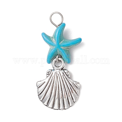 Подвески из синтетической бирюзы PALLOY-JF04259-1