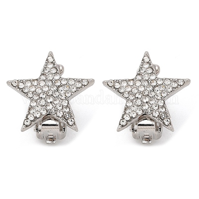 Клипсы из латуни с микропаве из прозрачных кубических цирконий EJEW-U049-01P-1