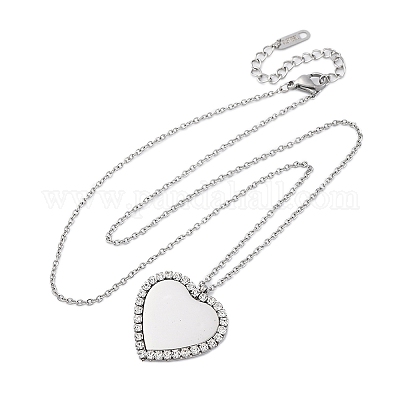 Ожерелья с подвесками из нержавеющей стали 304 с микропаве из кубического циркония для женщин NJEW-Z065-08P-04-1