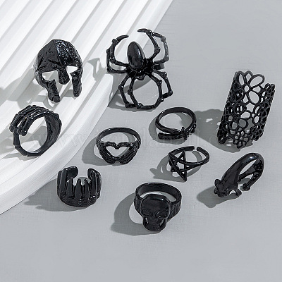 10 комплект из 7~38 регулируемого кольца-манжеты из сплава для Хэллоуина RJEW-L131-01EB-1