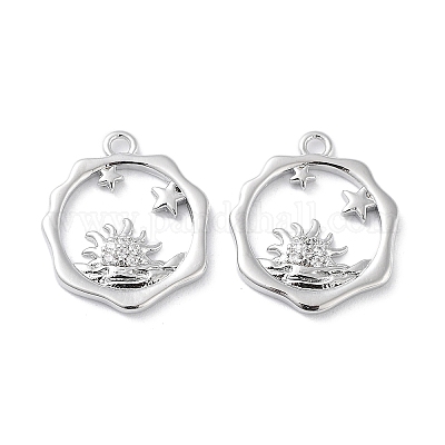 Латунные микропаве прозрачные подвески с фианитом KK-F871-38P-1