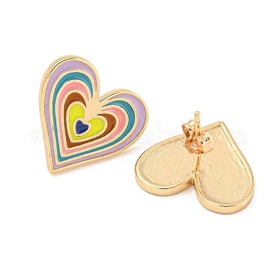 Серьги-гвоздики из латуни с покрытием из настоящего золота 18 карат EJEW-L269-058G-1