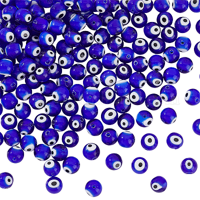 3 нити круглых бусин-лэмпворк ручной работы от сглаза LAMP-HY0001-13A-1