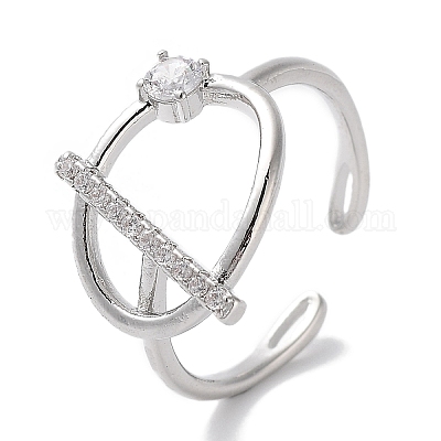 Латунные микро проложить манжеты кольца кубического циркония RJEW-G310-02P-1