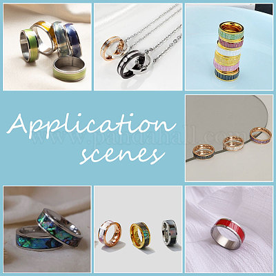 14 шт. набор из 7 колец из нержавеющей стали с канавками RJEW-UN0002-71BL-1