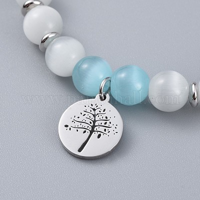 Браслеты с подвесками из хирургической нержавеющей стали 316 с кубическим цирконием BJEW-JB04516-1